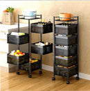 5 Layer 360° Rotating Vegetable Kitchen Rack | Smart Space-Saving Storage Shelf Cart for Fruits, Vegetables & Kitchen Essentials