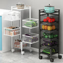 5 Layer 360° Rotating Vegetable Kitchen Rack | Smart Space-Saving Storage Shelf Cart for Fruits, Vegetables & Kitchen Essentials