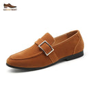 Men’s Slip-On Big Size Formal Shoes – Suede Smoking Loafer with Buckle, Round Toe Wedding & Office Dress Shoe