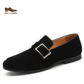 Men’s Slip-On Big Size Formal Shoes – Suede Smoking Loafer with Buckle, Round Toe Wedding & Office Dress Shoe