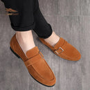 Men’s Slip-On Big Size Formal Shoes – Suede Smoking Loafer with Buckle, Round Toe Wedding & Office Dress Shoe