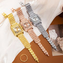 Luxury Square Crystal Quartz Watch – Roman Numeral Bracelet Watch for Men & Women | Elegant Wedding & Party Gift